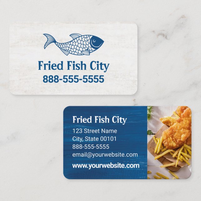 Fish & Chips | Seafood Restaurant | Nautical Theme Business Card (Front/Back)
