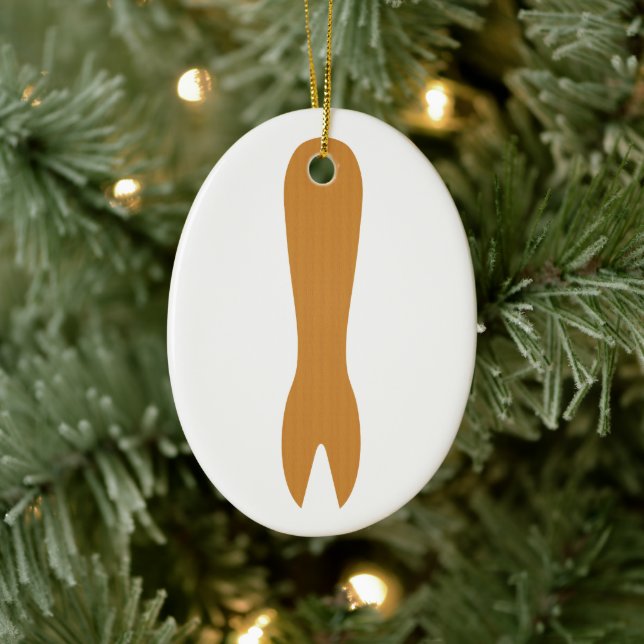 Fish & Chips Shop Wooden Fork Ceramic Ornament (Tree)