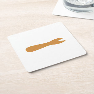 Fish & Chips Shop Wooden Fork Square Paper Coaster
