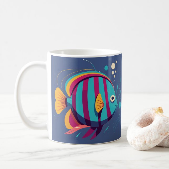 fish colore coffee mug (With Donut)