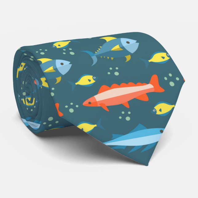 Fish Colourful Necktie (Rolled)