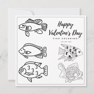 Fish Colouring Kids Card Happy Valentine's Day
