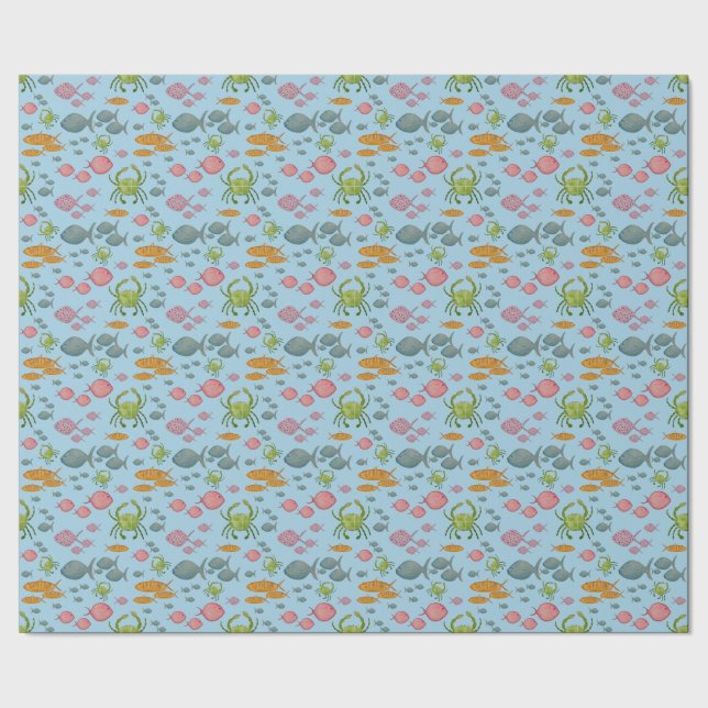 Fish & Crabs  Wrapping Paper (Seam)