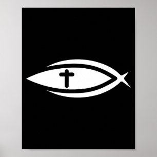 Fish Cross Jesus Christian Prayers Mens Womens Poster