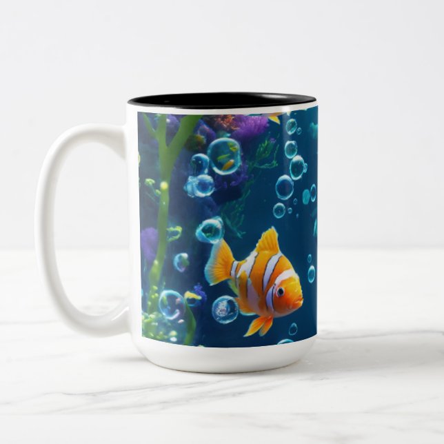 Fish Design Myg Two-Tone Coffee Mug (Left)