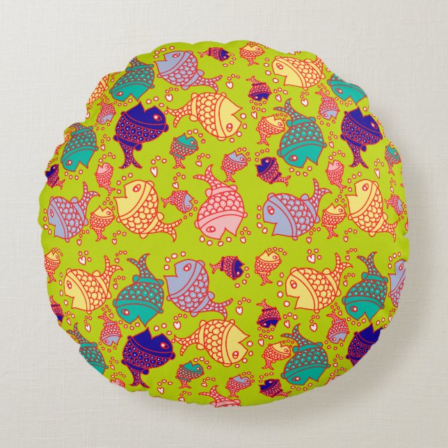 Fish design round cushion (Front)