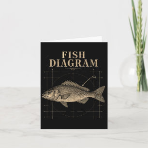 Fish diagram bass fishing angler funny  card