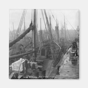 Fish docks, Grimsby, early 20th century Magnet