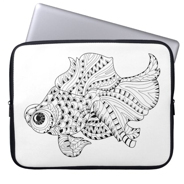 Fish Doodle Laptop Sleeve (Front)