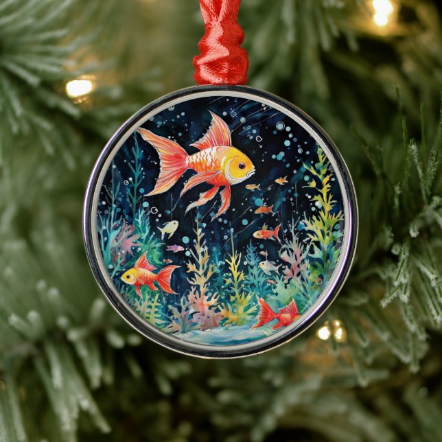 Fish Dreamland, aquarium perfection, Metal Ornament (Tree)