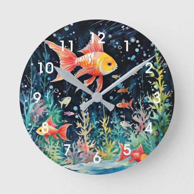 Fish Dreamland, aquarium perfection, Round Clock (Front)