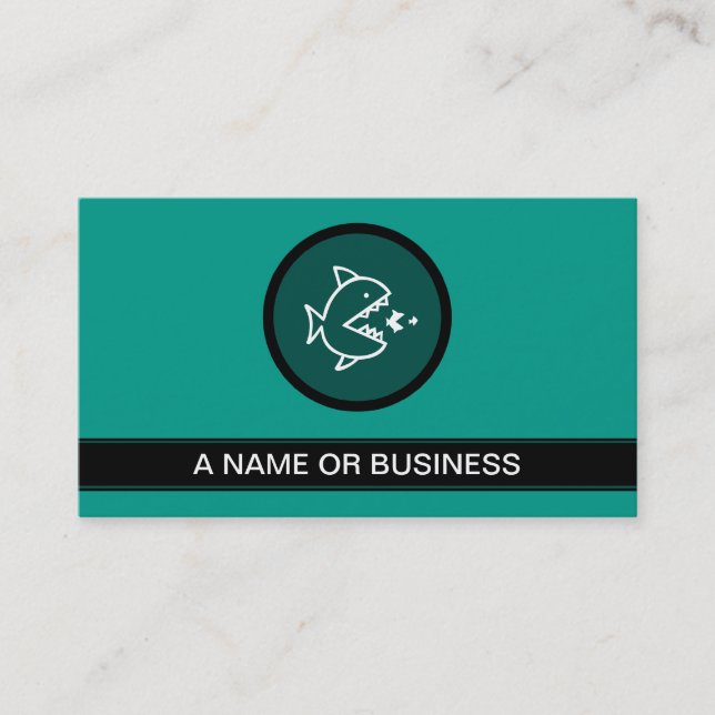 fish eat fish sea green bubble business card (Front)