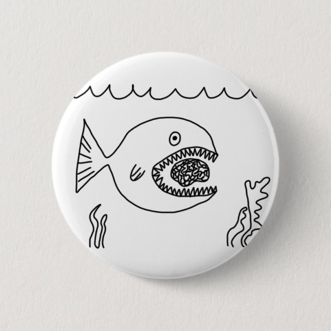 Fish Eats Brain 6 Cm Round Badge (Front)