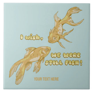 Fish evolution funny goldfish ceramic tile