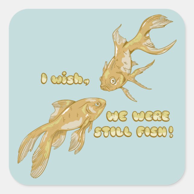Fish evolution funny goldfish square sticker (Front)