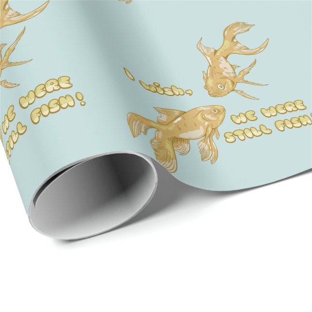 Fish evolution funny goldfish wrapping paper (Roll Corner)