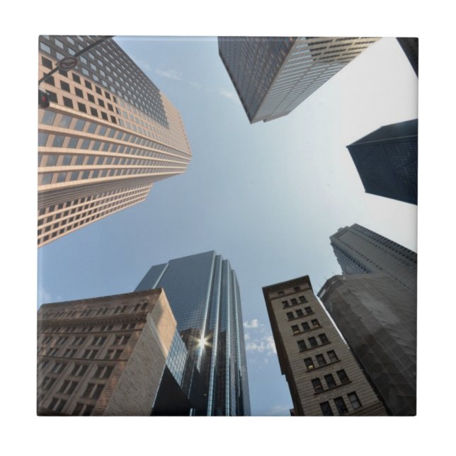 Fish-eye lens of building, Boston, US Ceramic Tile (Front)