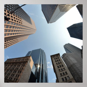 Fish-eye lens of building, Boston, US Poster