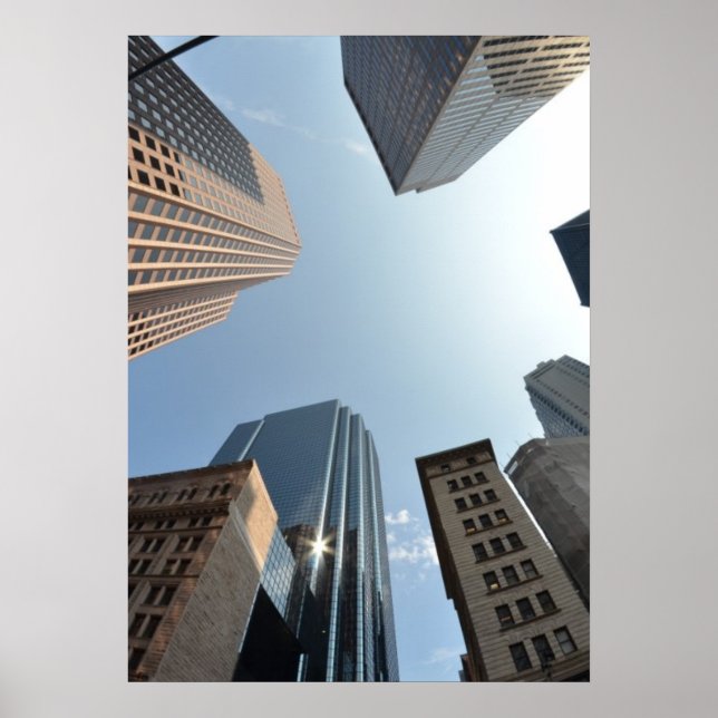 Fish-eye lens of building, Boston, US Poster (Front)