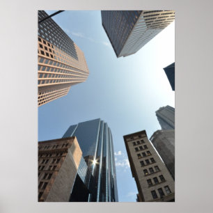 Fish-eye lens of building, Boston, US Poster