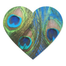 Fish Eye Peacock Still Life Heart Shaped Stickers