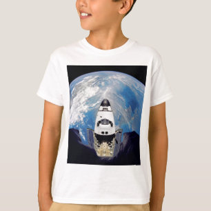 Fish Eye View Space Shuttle Atlantis Earth Orbit T-Shirt