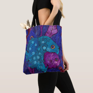 Fish Family, Blue & Purple, Underwater Tote Bag