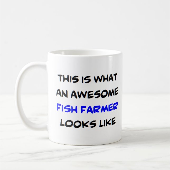 fish farmer, awesome coffee mug (Left)
