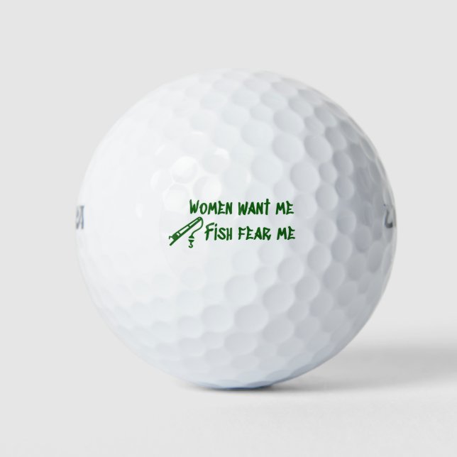 Fish Fear Me, Fishing Fisher Golf Balls (Front)