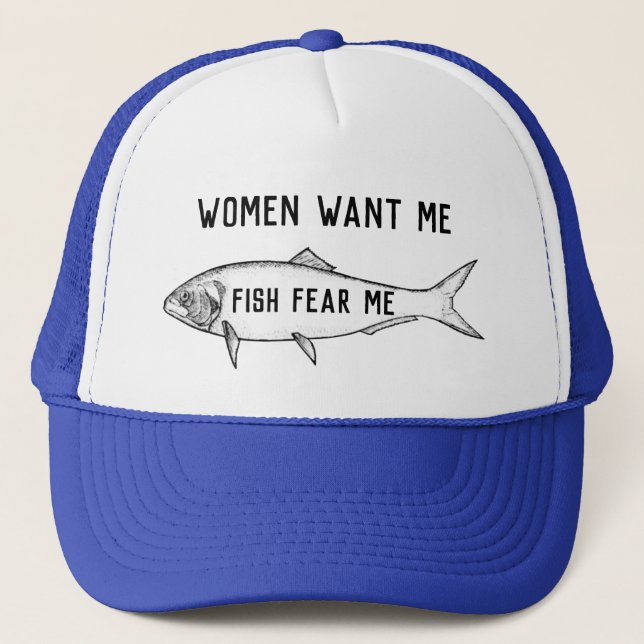 Fish fear me fishing trucker hat (Front)