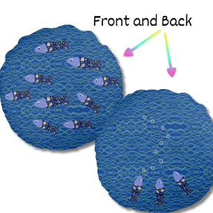 Fish fingers fisherwife fisherman sea hand round cushion