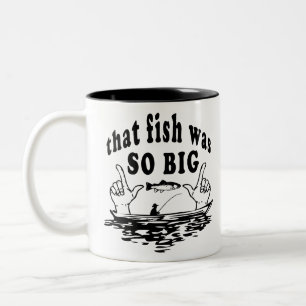Fish fishing comic fisherman funny Two-Tone coffee mug