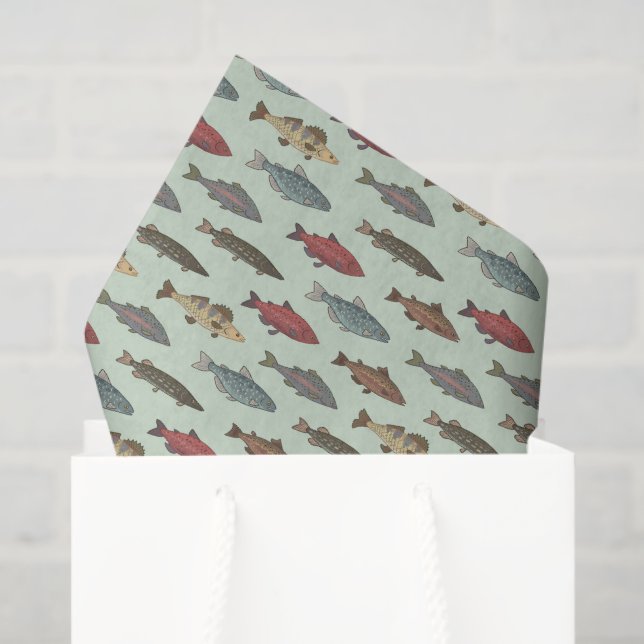 Fish Fishing Decoupage Tissue Paper (Gift Bag)