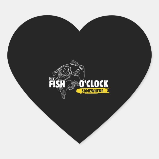 Fish Fishing Fish O'clock Heart Sticker (Front)