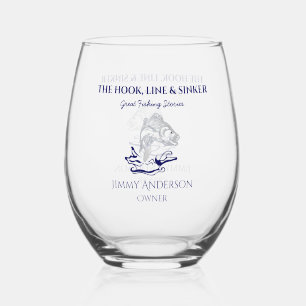 Fish Fishing Fisherman Drinkware Cocktail Stemless Wine Glass