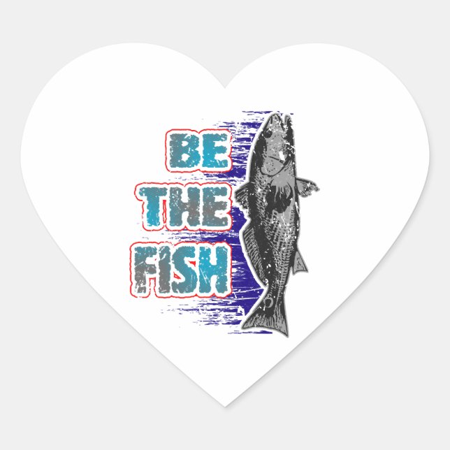 Fish Fishing Hobby Sport Heart Sticker (Front)