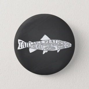 fish fishmonger seafood caviar butcher meat cuts 6 cm round badge