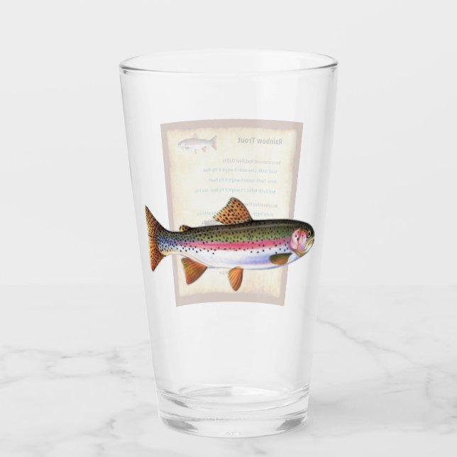Fish Flashcards on a pint glass - Rainbow Trout (Front)