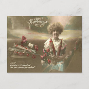 Fish Flower Victorian Garden Poisson d'avril Postcard