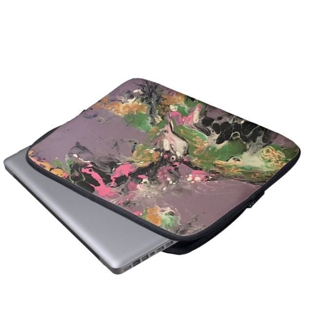 Fish Fry Acryilc Pour Canvas Painting Laptop Sleeve (Front Bottom)
