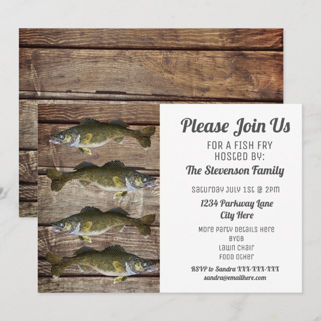 Fish Fry Backyard Summer BBQ Party Invitation (Front/Back)