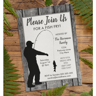 Fish Fry Backyard Summer BBQ Party Invitation