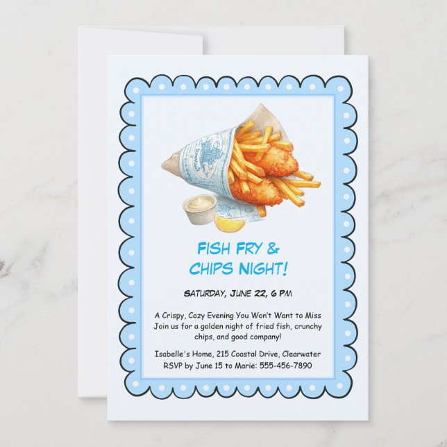 Fish Fry & Chips – Casual Seafood Party Invitation (Front)