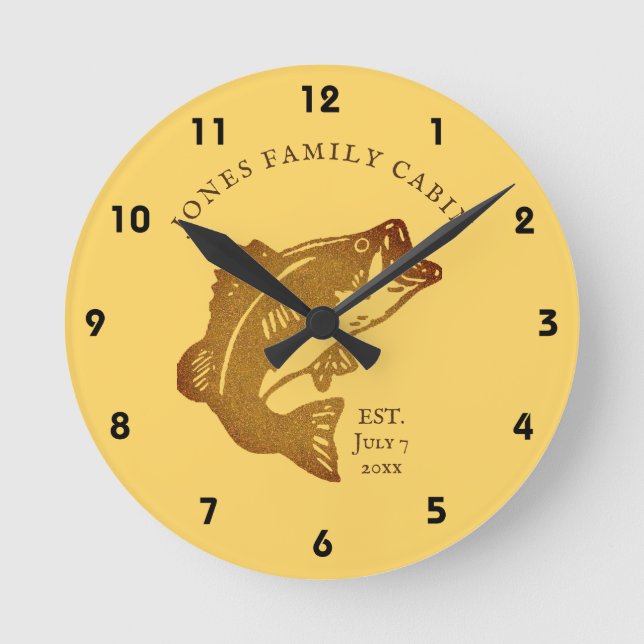 Fish Fry Family Cabin Round Clock (Front)