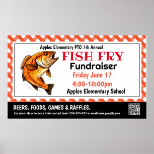 FISH fry Fundraiser PTO PTA Church Banner Poster