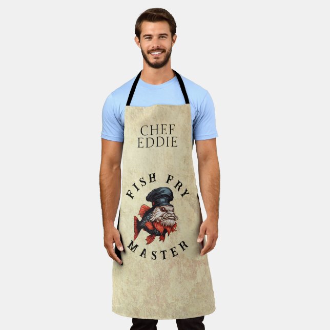 Fish Fry Master with NAME Apron (Worn)