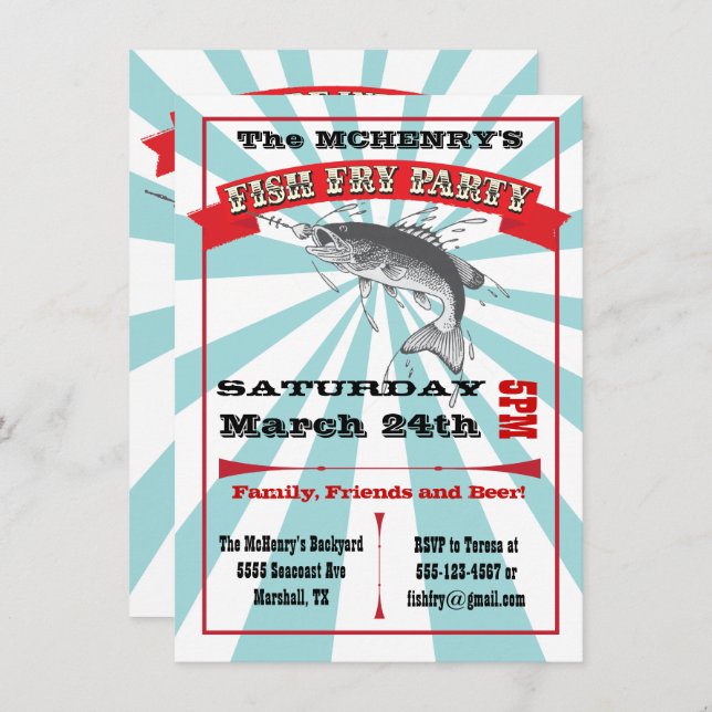 Fish Fry Party Poster Invitations (Front/Back)