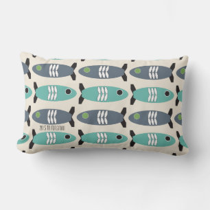 Fish geometric contemporary lumbar cushion