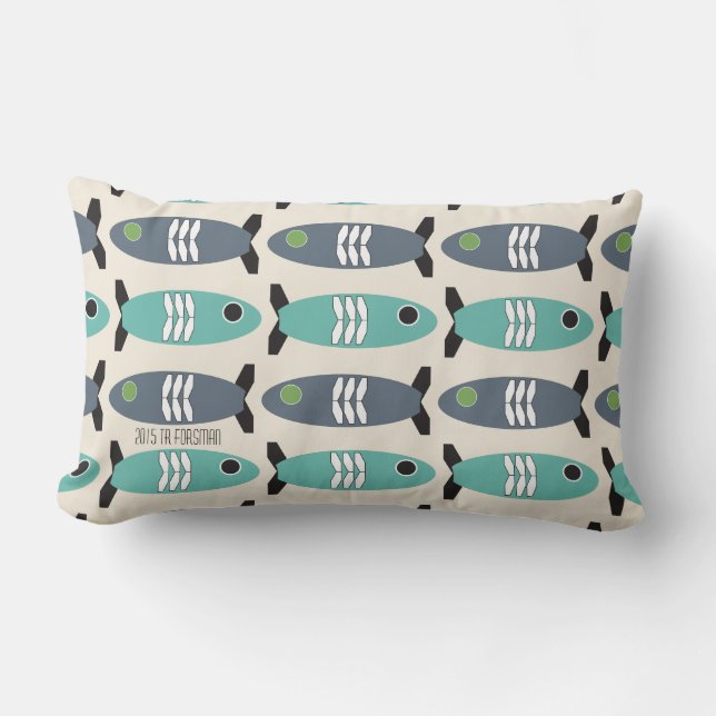Fish geometric contemporary lumbar cushion (Front)
