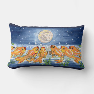 Fish Goldfish Moon Night Time Designer Pillow